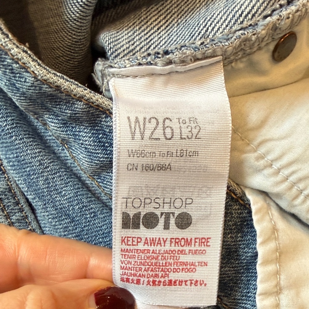 Topshop Moto High Rise Cropped Women's Blue Straight Leg Jeans, Size 26 - Picture 4 of 11